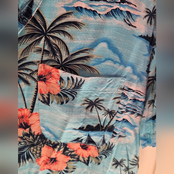 George Blue and Orange Hawaiian Shirt - Picture 3 of 4
